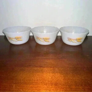 Vintage Fire King‎ Oven Ware Wheat Custard Cups - Set Of 3
